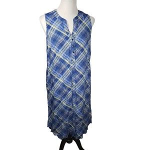 J. Jill Women's size Small Blue Plaid Sleeveless Pullover Hi-Lo Dress